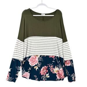 Égs California Colorblock Cottage Round‎ Neck Long-Sleeve Tunic Top X-Large